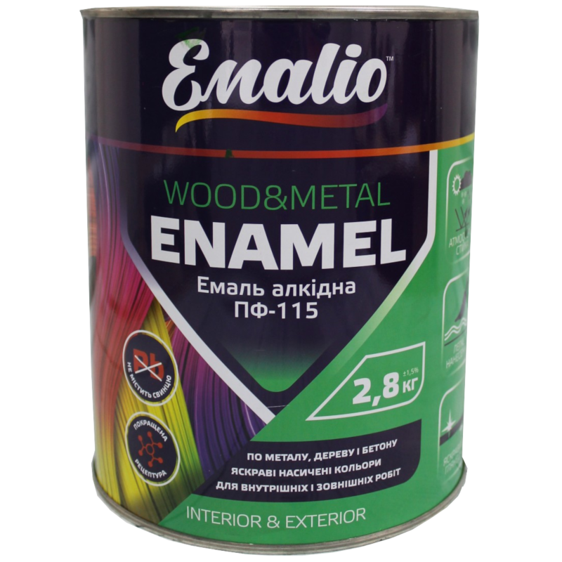 Емаль алкідна EMALIO ПФ-115, глянець темно-сірий, 2,8кг